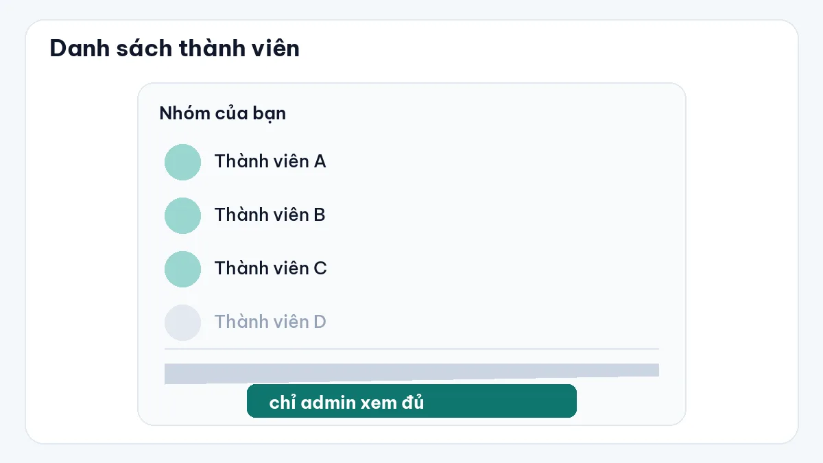 Danh sách thành viên bị cắt, chỉ admin xem đủ