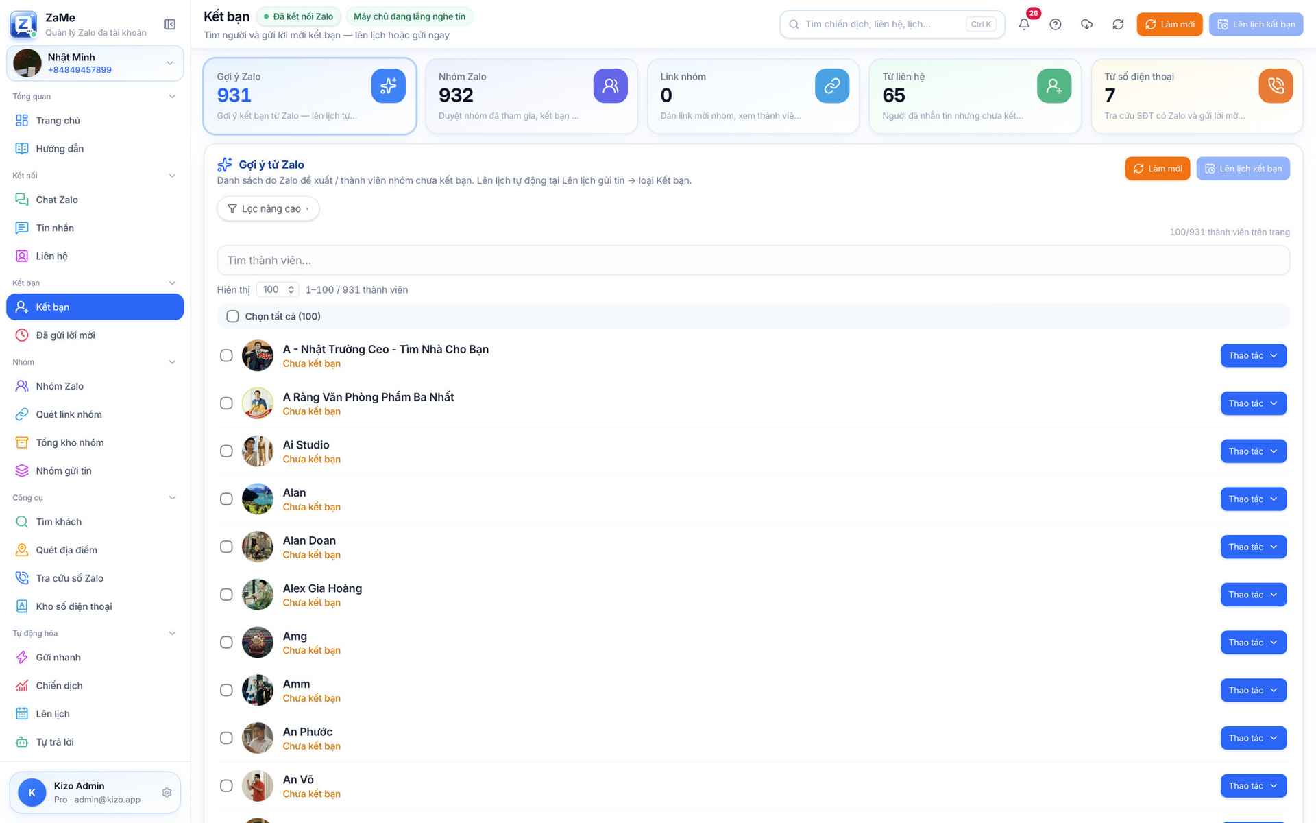 Zame Desktop — Kết bạn